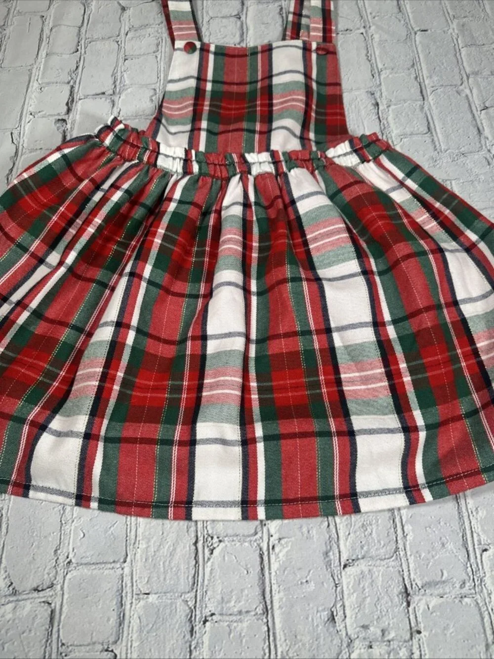 Tommy Bahama Pinafore Jumper Dress Girls Size 7 Plaid Christmas Holiday